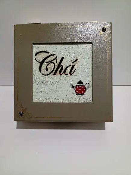 Caixa para chá - flores vermelhas