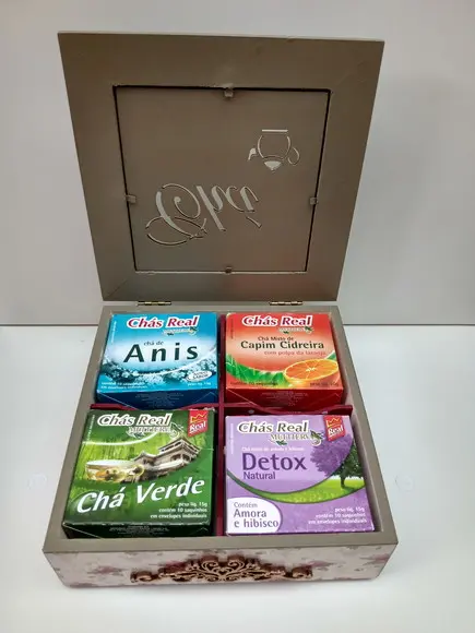 Caixa para chá - flores vermelhas