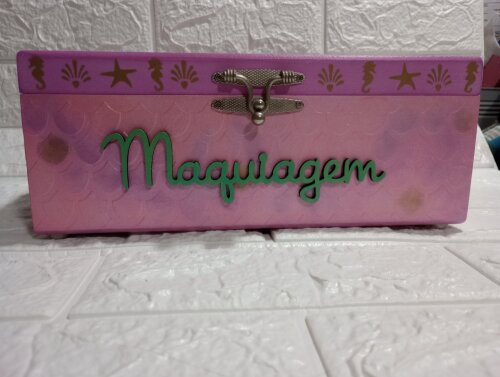 Caixa porta maquiagem em MDF - Sereia Rosa