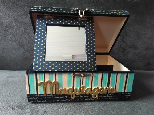Caixa porta maquiagem em MDF - Sapato e pérolas