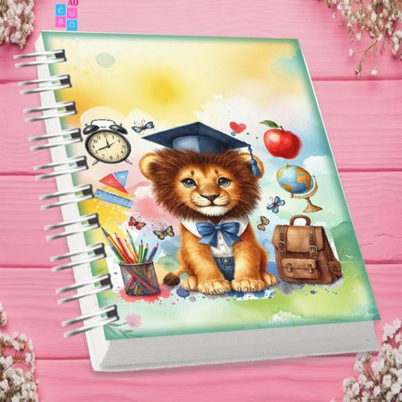 Volta às Aulas Arquivo Digital Combo Agenda Leão, Aquarelado