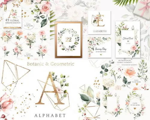 Kit Digital Floral com Alfabeto