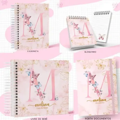 Arquivo Digital Combo Caderneta e Livro Alfabeto Borboleta