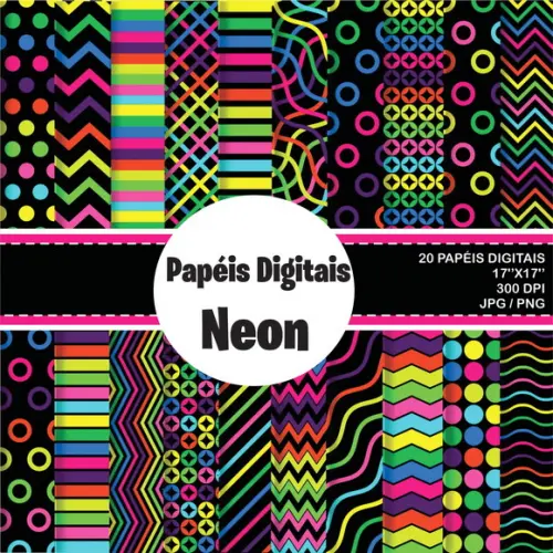 Papéis Neon - Kit Digital