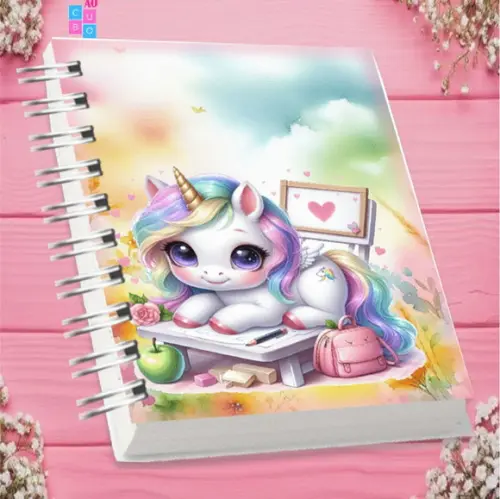 Volta às Aulas Arquivo Digital Combo Agenda Unicornio Aquare