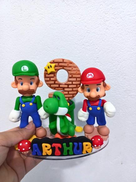 Topo de Bolo Vela Super Mario Biscuit