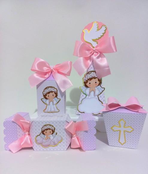 Kit Personalizados Batizado Menina Clássico 20 Peças
