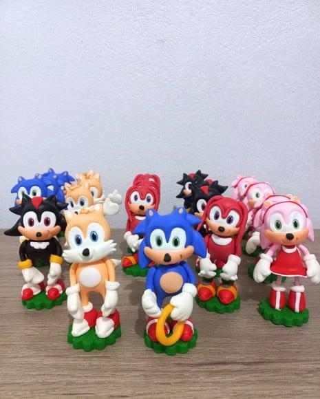 10 Unidades Aplique Turma Sonic em Biscuit