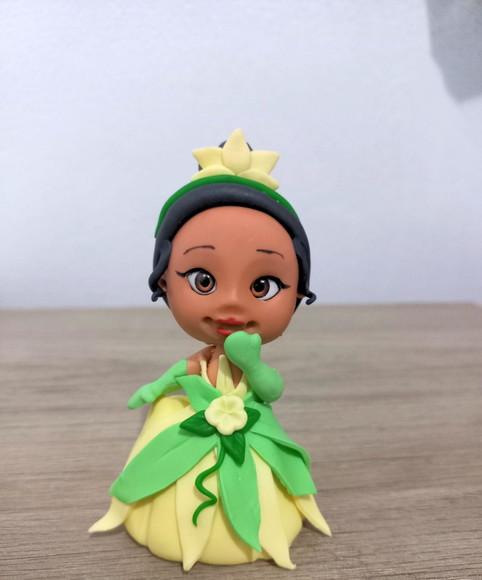 Aplique Princesa Tiana em Biscuit 05 Unidades