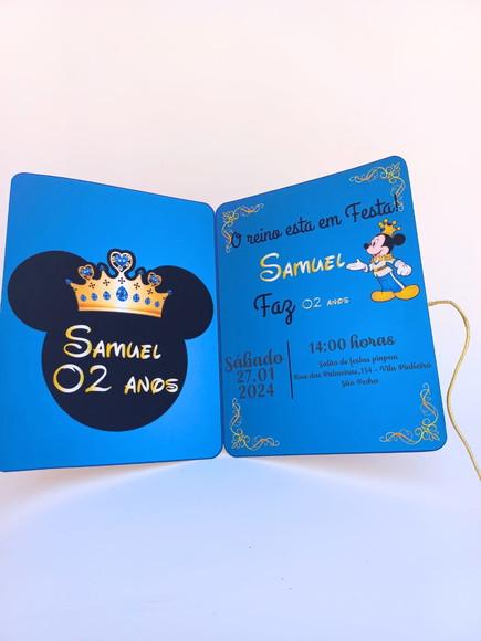 Convite de Aniversário Mickey Realeza 10 Unidades
