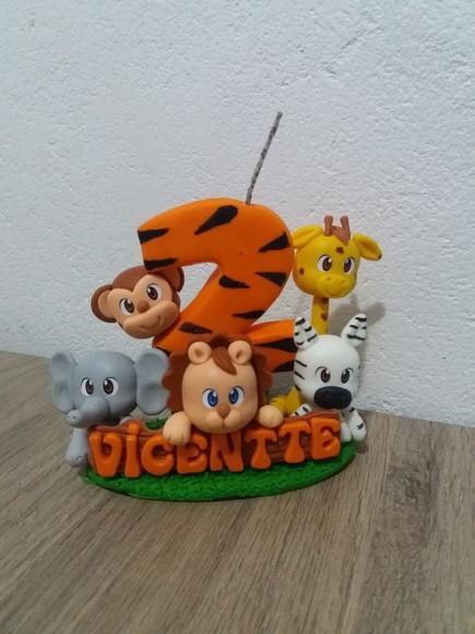 Topo de Bolo Safari em Biscuit