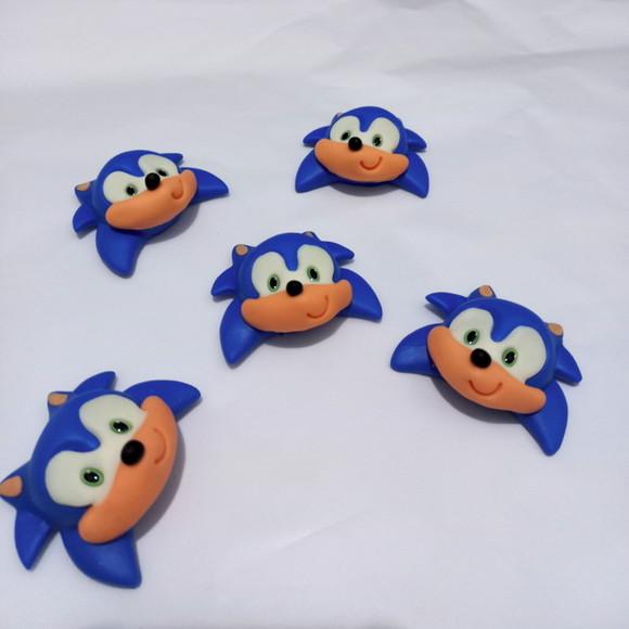 10 Unidades Aplique Rostinho Sonic em Biscuit