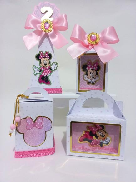 Kit Personalizados Minnie Rosa Luxo 30 Peças