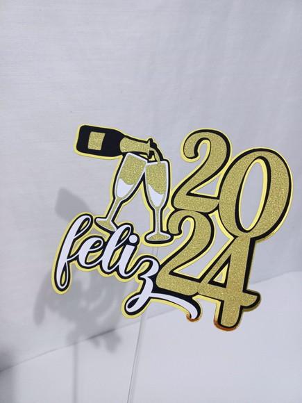 Topo de Bolo Ano Novo 2024