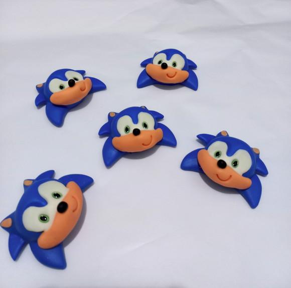 05 Unidades Aplique Rostinho Sonic em Biscuit