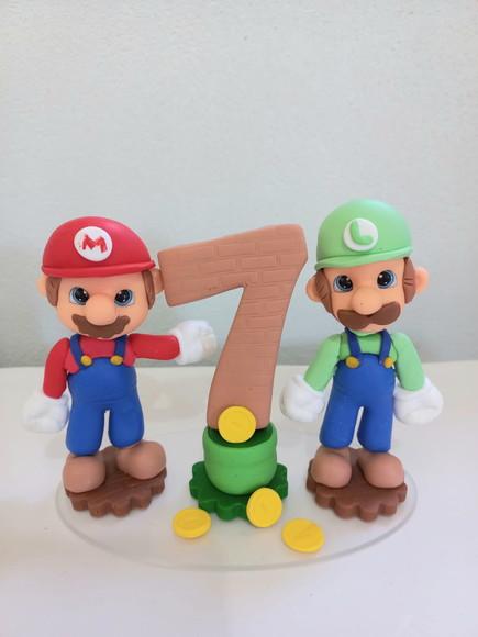 Topo de Bolo Vela Super Mario Biscuit