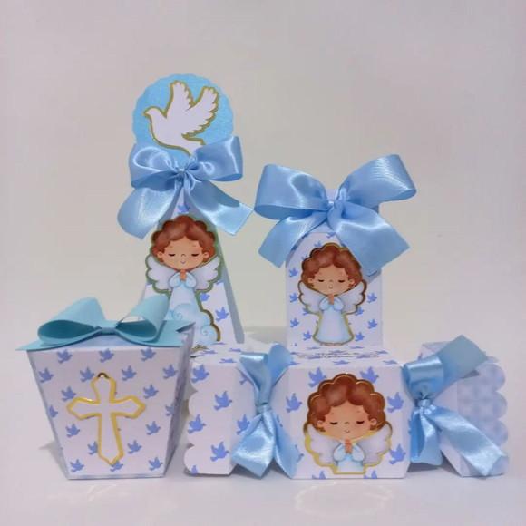 Kit Personalizados Batizado Menino Clássico 30 Peças