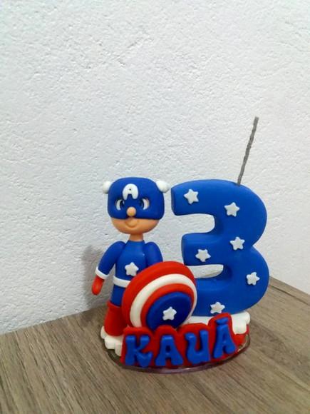 Topo de Bolo em Biscuit Capitão América
