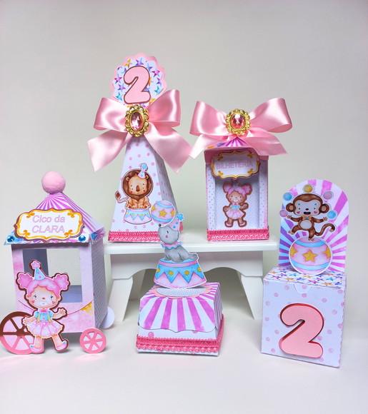 Kit Personalizados Circo Rosa - 20 Itens