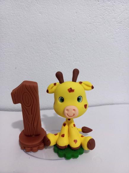 Topo de Bolo Safari em Biscuit Girafinha