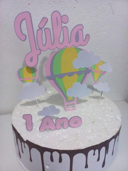 Topo de Bolo Mesversário Balão de Ar