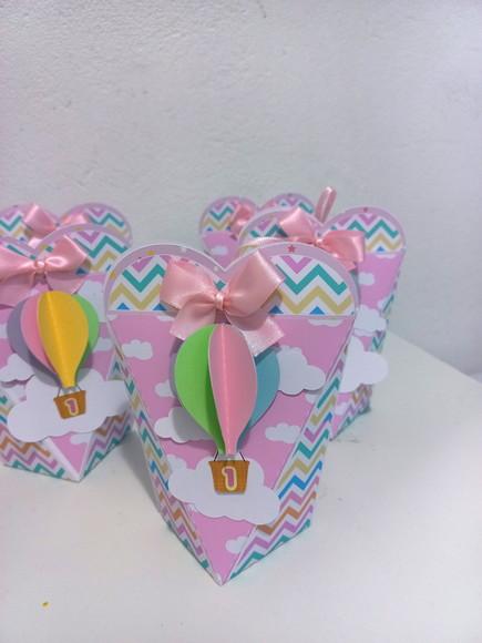 10 Unidades Caixa Coração Personalizada - Tema Balão de Ar