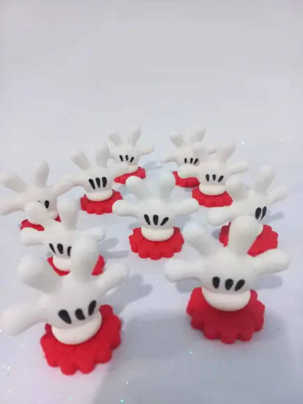 10 Unidades Aplique Luva Mickey em Biscuit