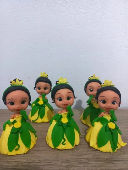 Aplique Princesa Tiana em Biscuit 10 Unidades
