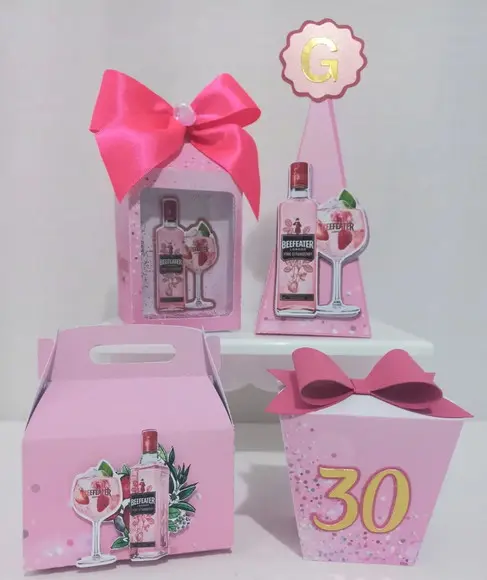Kit Personalizados Gin Rosa 20 Itens