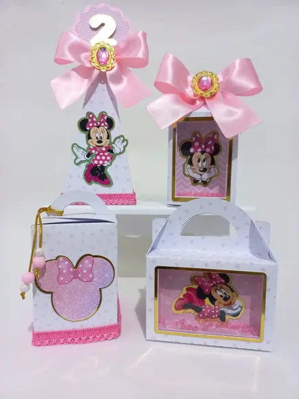 Kit Personalizados Minnie Rosa Luxo 10 Peças