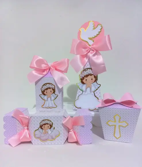 Kit Personalizados Batizado Menina Clássico 30 Peças