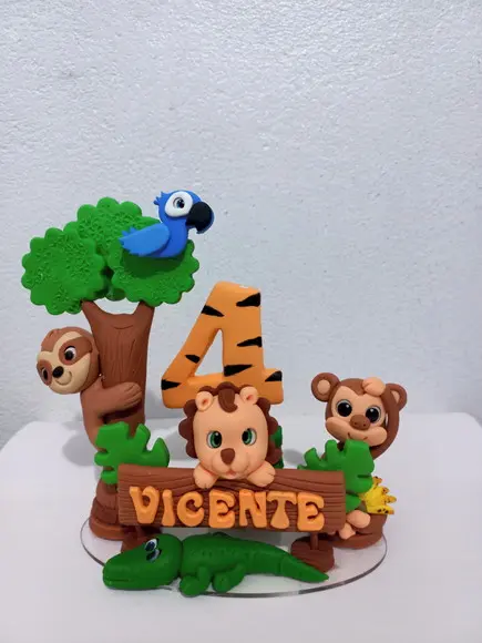 Topo de Bolo Animais da Selva