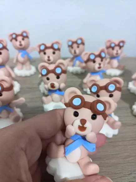 20 Aplique Ursinho Baloeiro em Biscuit
