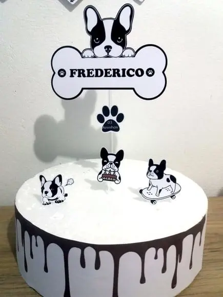 Topo de Bolo - Cachorro Bulldog Francês