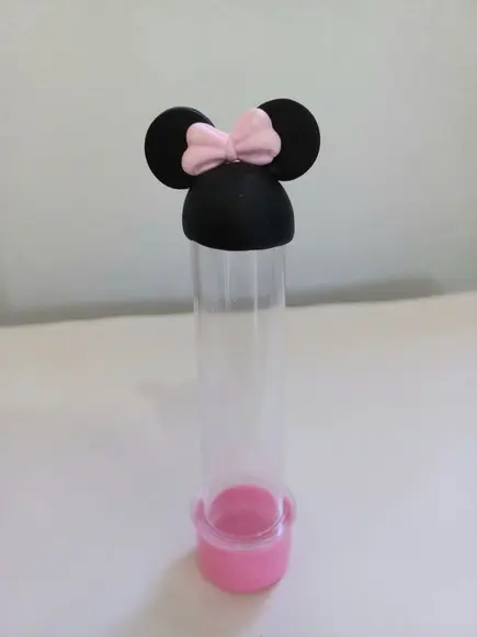 Tubetes Aplique Minnie Rosa em Biscuit
