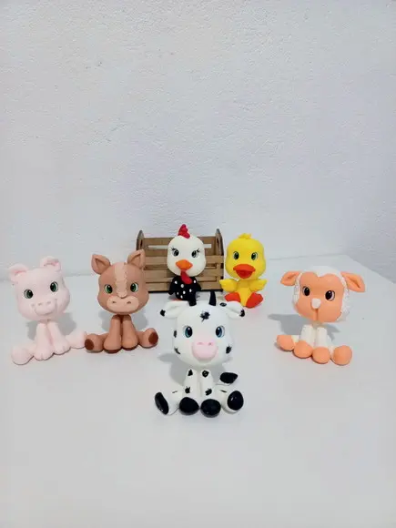10 Unidades Bichinhos Fazendinha em Biscuit