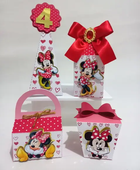Kit Personalizados Minnie Vermelha Luxo 30 Peças