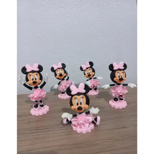 10 Apliques Minnie Rosa Bailarina em Biscuit