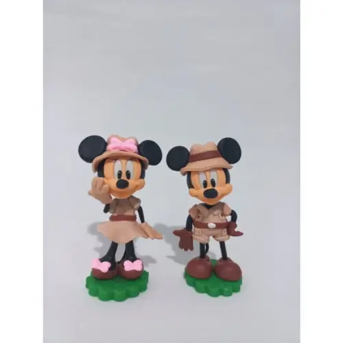 10 Apliques em Biscuit Safari Mickey e Minnie