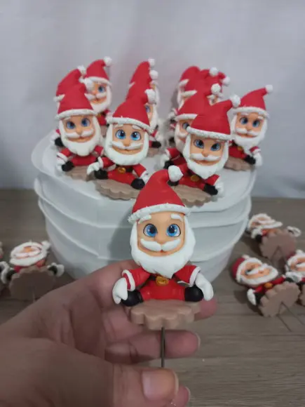 05 Unidades Enfeite Cuia Biscuit Papai Noel