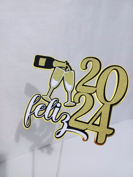 Topo de Bolo Ano Novo 2024