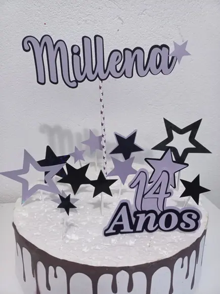 Topo de Bolo Estrelas - Papel Holográfico