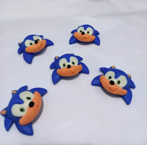 05 Unidades Aplique Rostinho Sonic em Biscuit