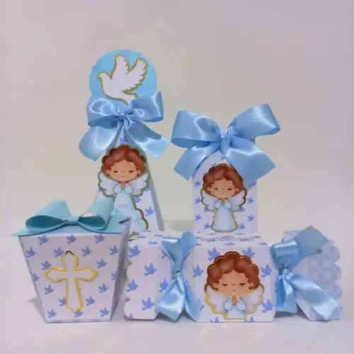 Kit Personalizados Batizado Menino Clássico 20 Peças