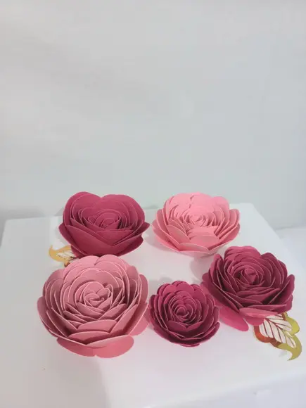 Kit 05 Flores em Papel Rose Gold