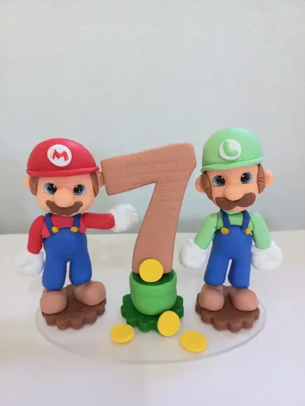 Topo de Bolo Vela Super Mario Biscuit