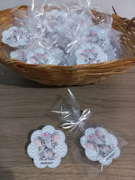 20 Tags com Brinco de Pérola Personalizado - Chá de Bebê