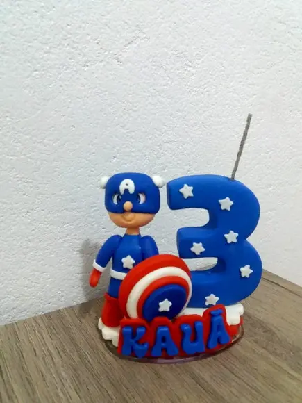 Topo de Bolo em Biscuit Capitão América