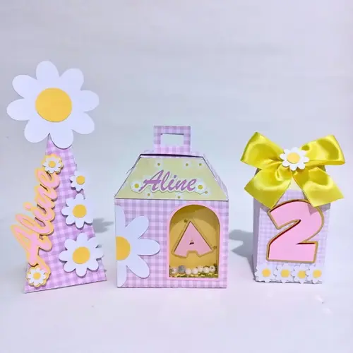30 Unidades Personalizados Tema Margaridas