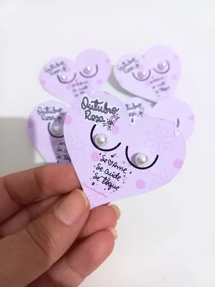 50 Unidades Tag com Brinco Outubro Rosa